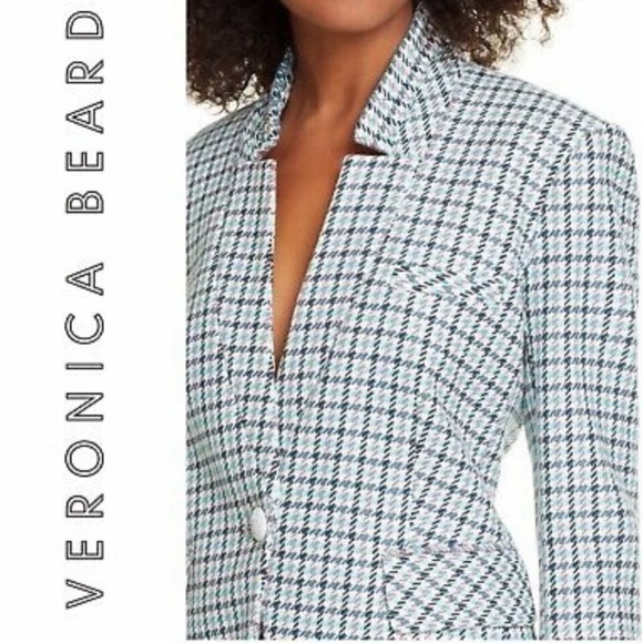 Veronica Beard - Farley Dickey Blazer- Turquoise Houndstooth - 4 - Picture 2 of 8